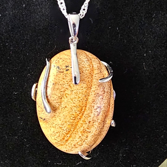 Silver Leaf Jasper Pendant Necklace - Picture 3 of 6